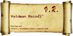 Valdman Rezső névjegykártya